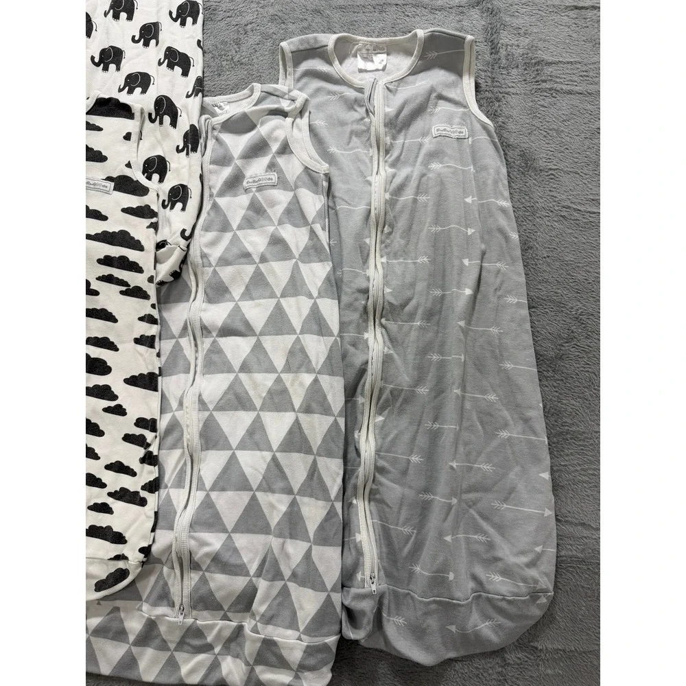 BaeBae Goods Cotton Baby Sleep Sack Bundle 4p Elephant Cloud Triangle Grey White